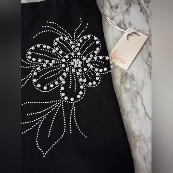 NWT Luna Black Faux Wool Skirt With Beaded Embellishments Size 2X - Picture 4 of 10